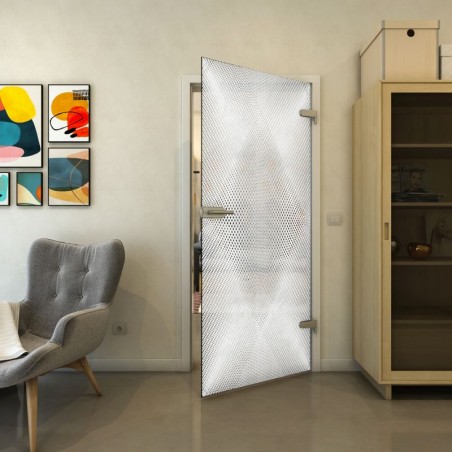 Ganzglastür - Fineprint Model 025 Weiss auf Grauglas