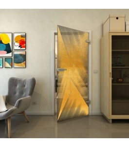 Ganzglastür - Fineprint Model 026 Gold auf Grauglas