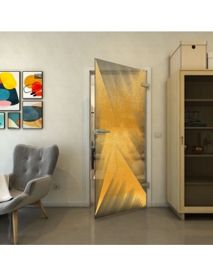 Ganzglastür - Fineprint Model 026 Gold auf Grauglas