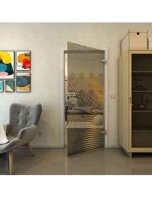 Ganzglastür - Fineprint Model 027 Gold auf Grauglas