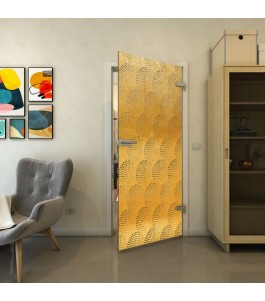 Ganzglastür - Fineprint Model 029 Gold auf Grauglas