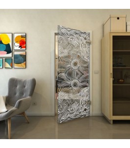 Ganzglastür - Fineprint Model 030 Weiss auf Grauglas