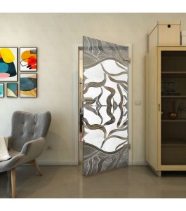 Ganzglastür - Fineprint Model 031 Weiss auf Grauglas