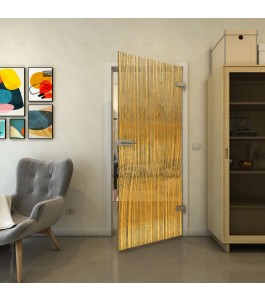 Ganzglastür - Fineprint Model 032 Gold auf Grauglas