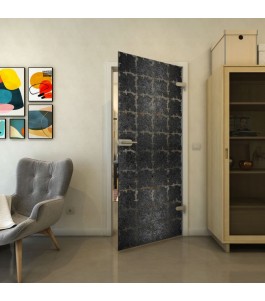 Ganzglastür - Fineprint Model 033 Schwarz auf Grauglas