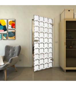 Ganzglastür - Fineprint Model 033 Weiss auf Grauglas