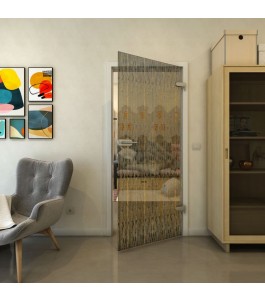 Ganzglastür - Fineprint Model 035 Gold auf Grauglas