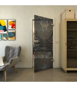 Ganzglastür - Fineprint Model 037 Schwarz auf Grauglas