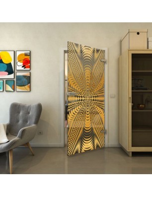 Ganzglastür - Fineprint Model 037 Gold auf Grauglas
