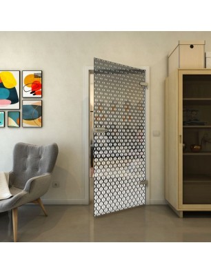 Ganzglastür - Fineprint Model 038 Weiss auf Grauglas