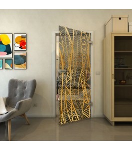 Ganzglastür - Fineprint Model 040 Gold auf Grauglas