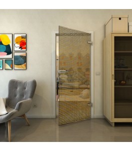 Ganzglastür - Fineprint Model 046 Gold auf Grauglas