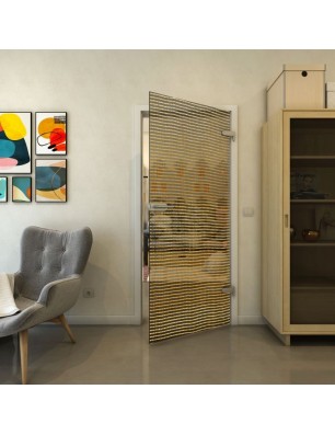 Ganzglastür - Fineprint Model 046 Gold auf Grauglas