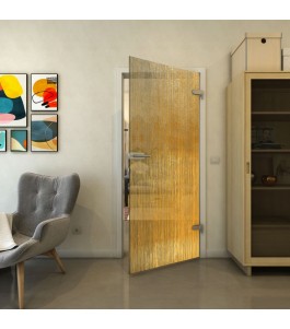 Ganzglastür - Fineprint Model 050 Gold auf Grauglas