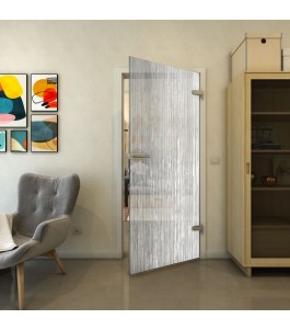 Ganzglastür - Fineprint Model 050 Weiss auf Grauglas