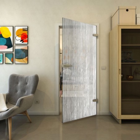 Ganzglastür - Fineprint Model 050 Weiss auf Grauglas