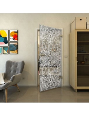 Ganzglastür - Fineprint Model 051 Weiss auf Grauglas