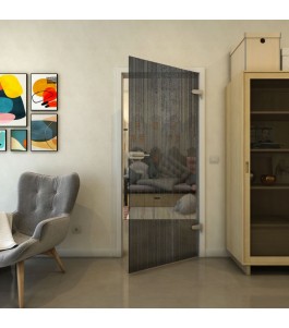 Ganzglastür - Fineprint Model 052 Schwarz auf Grauglas