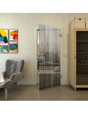 Ganzglastür - Fineprint Model 052 Weiss auf Grauglas