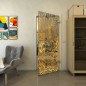 Ganzglastür - Fineprint Modell 056 Gold auf Grauglas