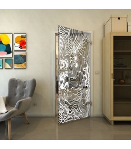 Ganzglastür - Fineprint Model 056 Weiss auf Grauglas