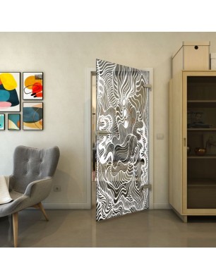 Ganzglastür - Fineprint Model 056 Weiss auf Grauglas