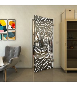 Ganzglastür - Fineprint Model 057 Weiss auf Grauglas