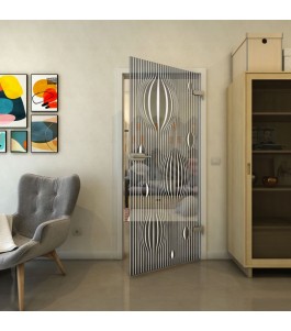 Ganzglastür - Fineprint Model 060 Weiss auf Grauglas