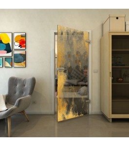 Ganzglastür - Fineprint Model 061 Gold auf Grauglas