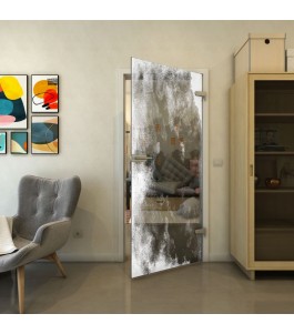 Ganzglastür - Fineprint Model 061 Weiss auf Grauglas