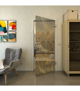 Ganzglastür - Fineprint Model 062 Gold auf Grauglas