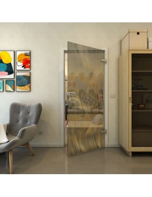 Ganzglastür - Fineprint Model 062 Gold auf Grauglas