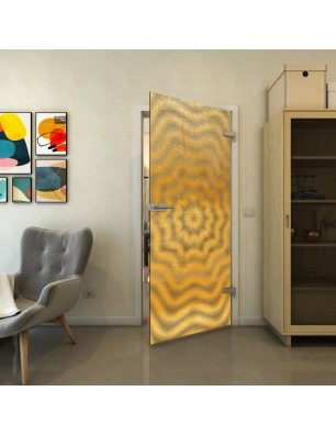 Ganzglastür - Fineprint Model 064 Gold auf Grauglas