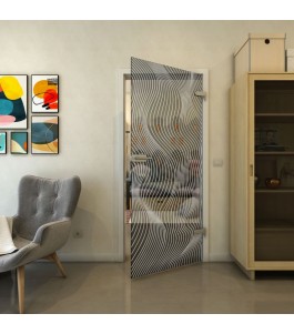 Ganzglastür - Fineprint Model 066 Weiss auf Grauglas