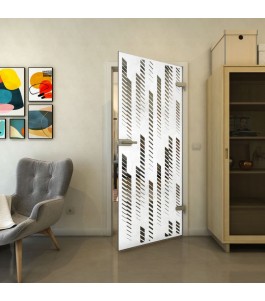 Ganzglastür - Fineprint Model 067 Weiss auf Grauglas