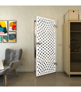 Ganzglastür - Fineprint Model 068 Weiss auf Grauglas