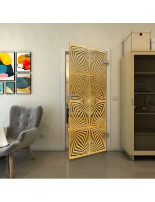 Ganzglastür - Fineprint Model 069 Gold auf Grauglas