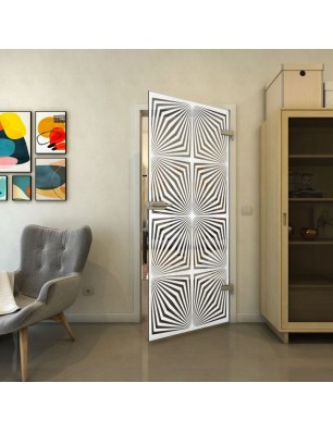 Ganzglastür - Fineprint Model 069 Weiss auf Grauglas