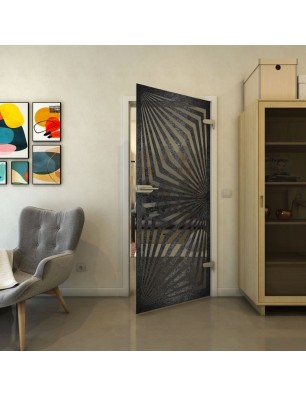 Ganzglastür - Fineprint Model 070 Schwarz auf Grauglas