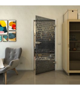 Ganzglastür - Fineprint Model 072 Schwarz auf Grauglas