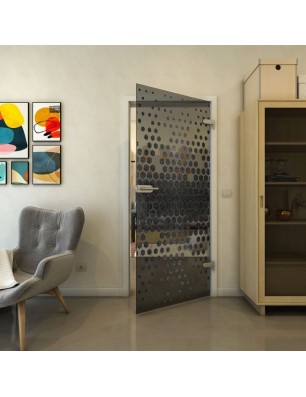 Ganzglastür - Fineprint Model 072 Schwarz auf Grauglas