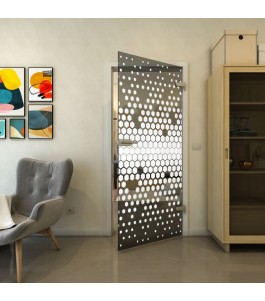 Ganzglastür - Fineprint Model 072 Weiss auf Grauglas