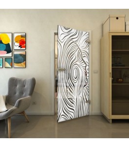 Ganzglastür - Fineprint Model 074 Weiss auf Grauglas