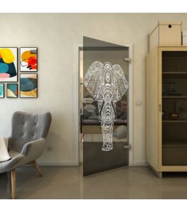 Ganzglastür - Fineprint Model 078 Weiss auf Grauglas