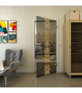 Ganzglastür - Fineprint Model 081 Gold auf Grauglas