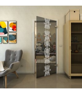 Ganzglastür - Fineprint Model 081 Weiss auf Grauglas