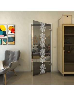 Ganzglastür - Fineprint Model 081 Weiss auf Grauglas