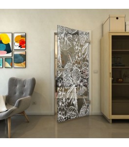 Ganzglastür - Fineprint Model 083 Weiss auf Grauglas