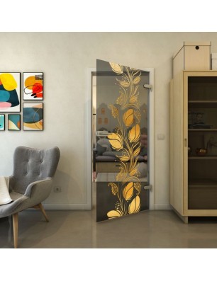 Ganzglastür - Fineprint Model 086 Gold auf Grauglas