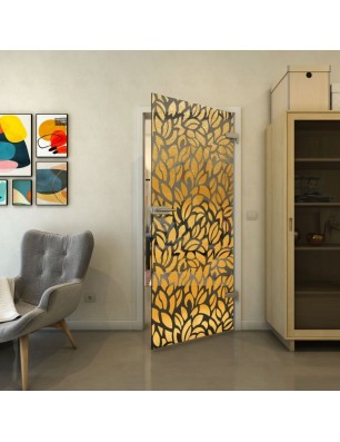 Ganzglastür - Fineprint Model 093 Gold auf Grauglas